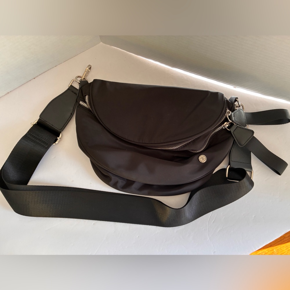 NWOT Black Waist Bag with Silver Lemon Accents - very heavy and well made!